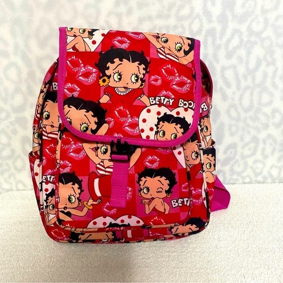 Betty Boop Backpack Purse 13" Carry Red Tote Bag Birthday, School Unique EUC - Picture 1 of 13